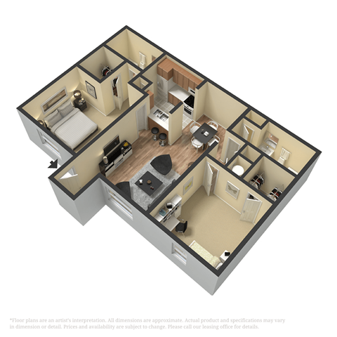 3d floor plan for a small apartment